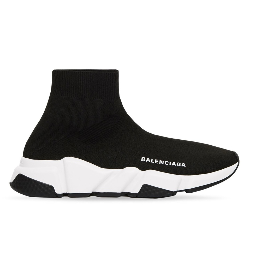 Balenciaga MEN'S SPEED RECYCLED KNIT SNEAKER IN BLACK/WHITE